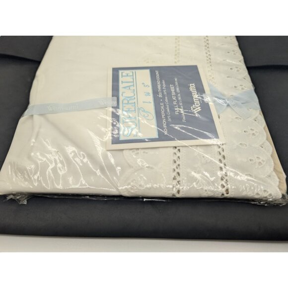Vintage Wamsutta Supercale Plus 200 Thread Count Percale Full Flat Sheet WHITE - Picture 13 of 15